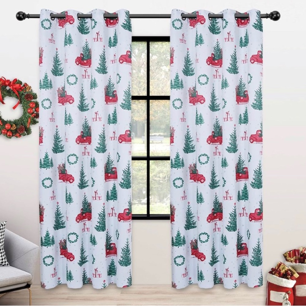 Bonzer Blackout Christmas Curtains Pair New